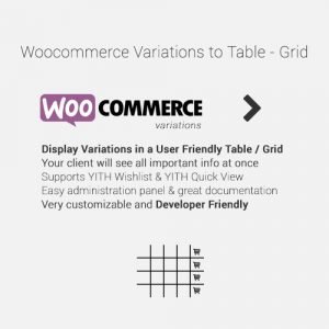 WooCommerce Variations to Table – Grid 1.5.0